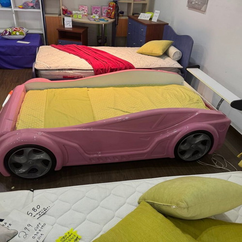 Children's Car Bed new, pink, with lights and music