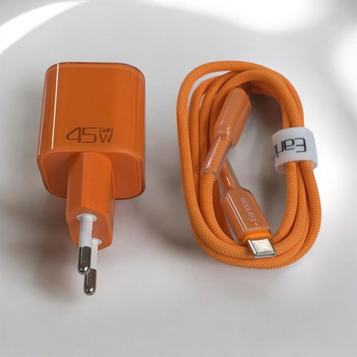 iPhone charger 45 watt fast, orange color, new