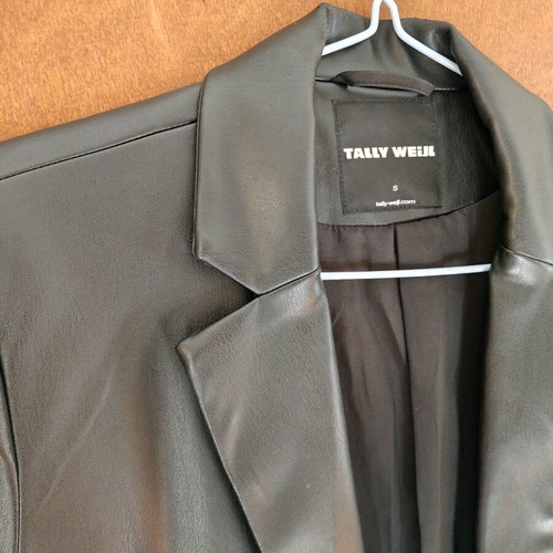 Classic black leatherette blazer jacket like new size M