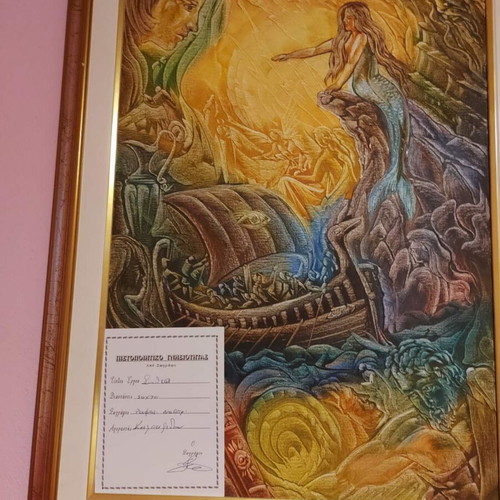 Sirens painting inspired by Odyssey, like new, 50x70 cm