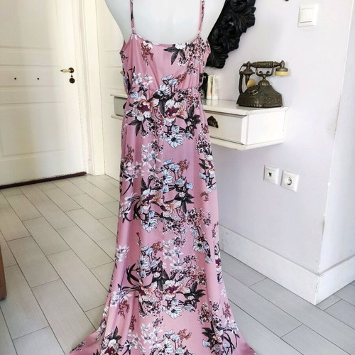 Floral maxi dress pink pastel No.L like new