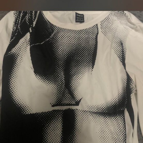 T-shirt Shein black and white long sleeve top like new, XS