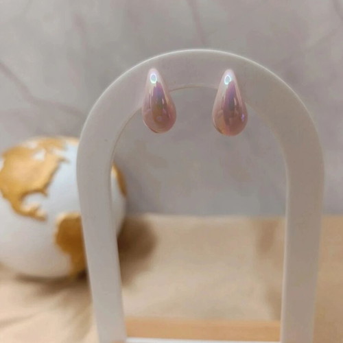 Pink Iridescent Teardrop Earrings new