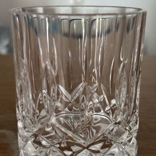 Zulovits Crystal Glasses vintage with carved design, new