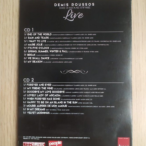 Demis Roussos Live 2CD like new, pop hits collection