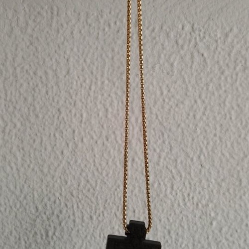Carved wooden cross with gold-plated titanium chain 50cm like new