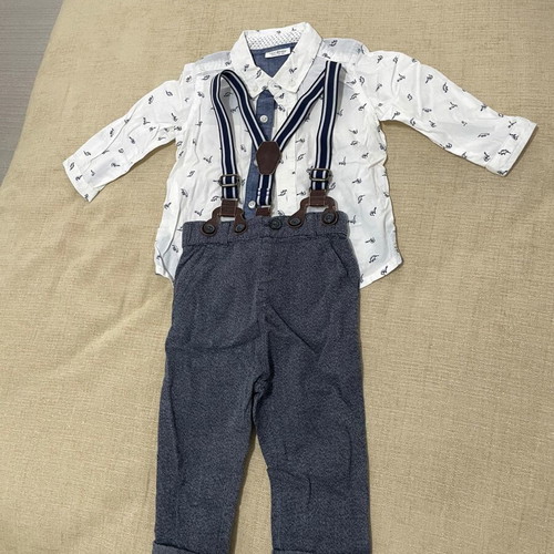 Next shirt and pants set with suspenders for 9-12 months like new