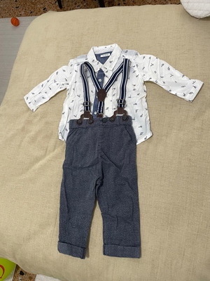 Next shirt and pants set with suspenders for 9-12 months like new