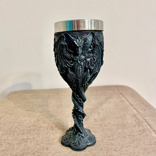 Goblet with dragons goth style 20cm like new