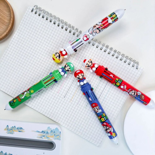 Super Mario 4-Piece Set of Multicolor Pens with 10 Colors New