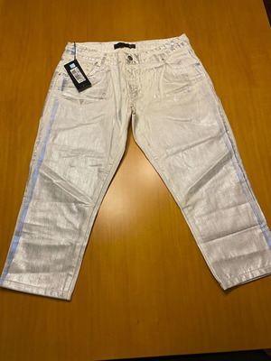 Jeans μεταλιζέ Just Cavalli καινούργιο, μπλε και ασημί, μέγεθος XXS