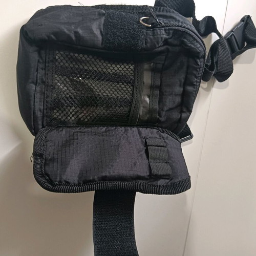 Waist bag used, black fabric with phone and pen holder