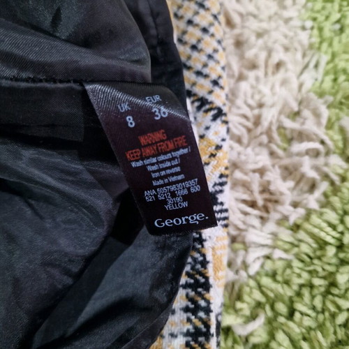 George UK tweed mini skirt size S, like new, black and yellow