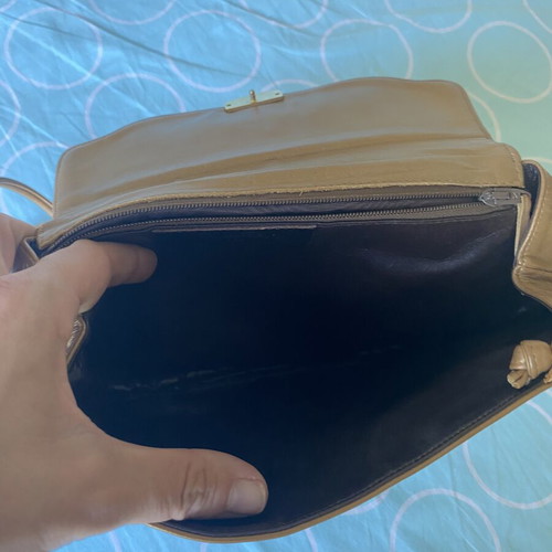 Vintage gold leather shoulder bag by Rossella, used