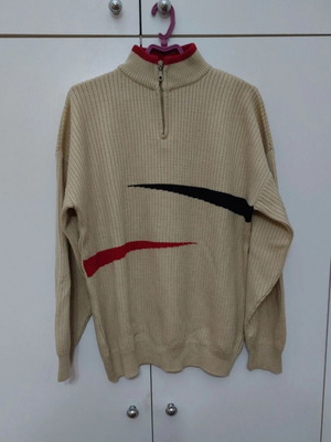 90s vintage pullover sweater, beige, XL