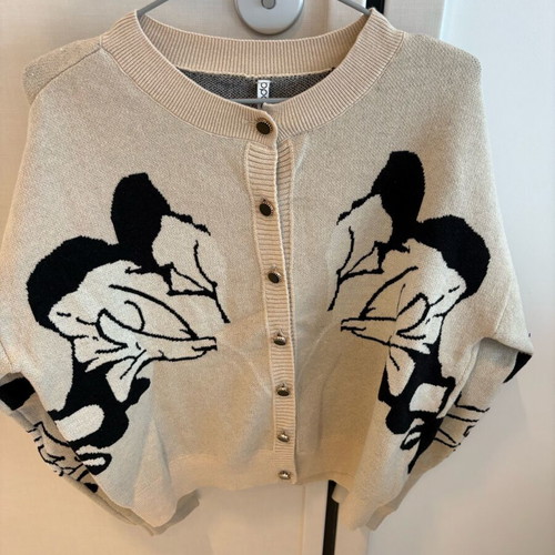 Ivory cardigan with patterns size medium new