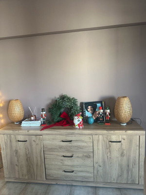 Oak buffet like new with spacious cabinets and drawers