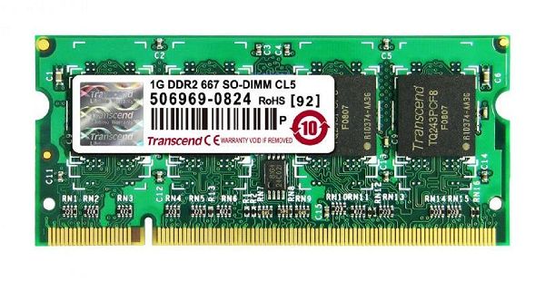  mnimi RAM gia Laptop 1GB Transcend JetRAM DDR2 PC2-5300 SO-DIMM 667MHz CL5