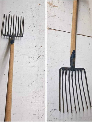 Steel garden fork complete with handle new, 9 tines