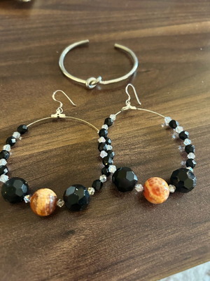 Χειροποίητα σκουλαρίκια και βραχιόλι από ατσάλι σαν καινούργια