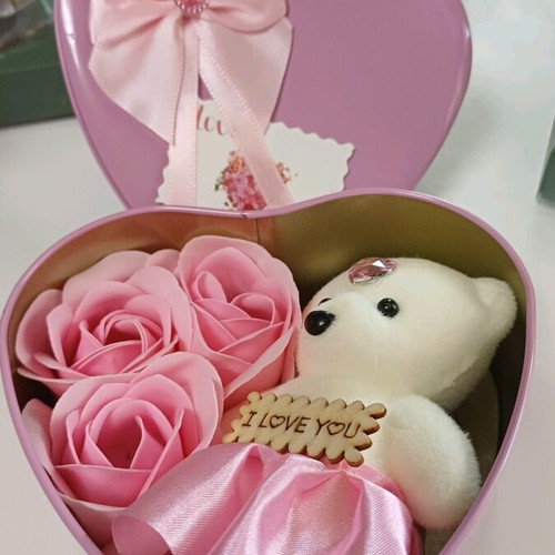 Gift set with teddy bear and roses new