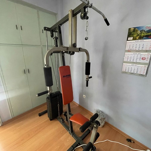 Alpine G41 fitness machine used with 3 handles and adjustable weights