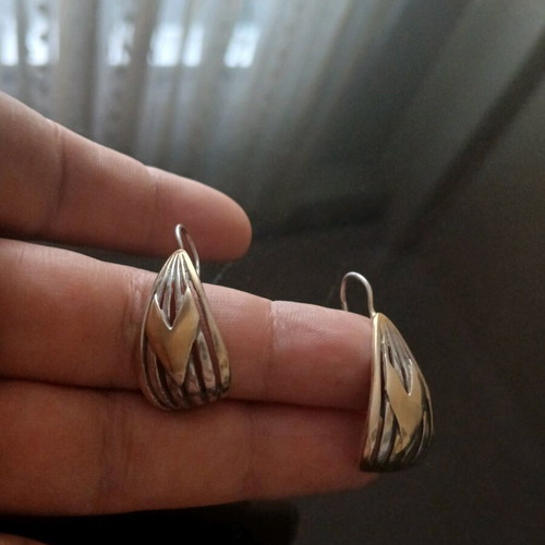 Silver 925 earrings with 14k gold, 3 cm, like new