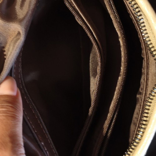 Large shoulder bag like new, beige with woven texture