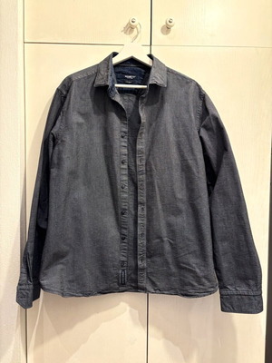 Manetti men's shirt size L like new, gray with denim details