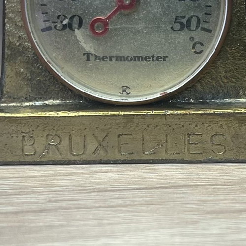 Brussels Thermometer used, vintage brass decorative item