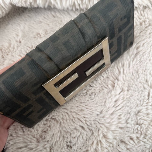 Fendi FF Zucca Monogram wallet used, vintage, black-brown