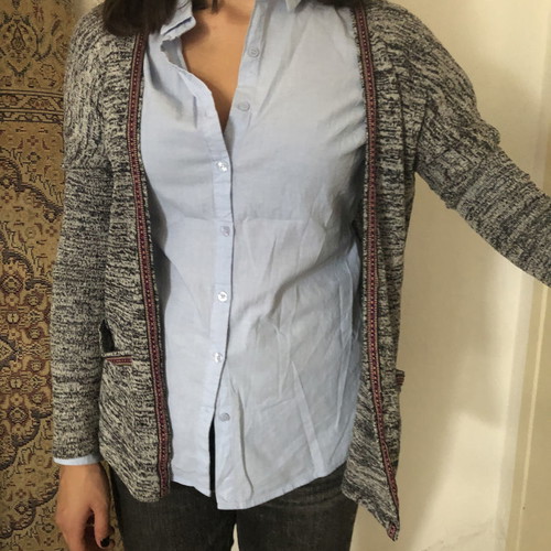 Bershka cardigan used, black and white with colorful details, Small