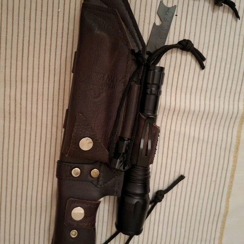 Alpin survival knife modified new with leather sheath and set