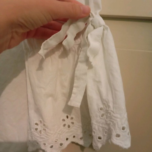 Primark white cotton blouse like new, Large with cut-out designs