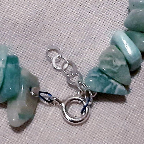 Anne bracelet with natural blue amazonite stone and 925 silver, handmade