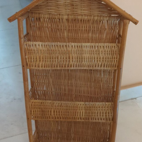 Handmade wicker basket with 3 levels used