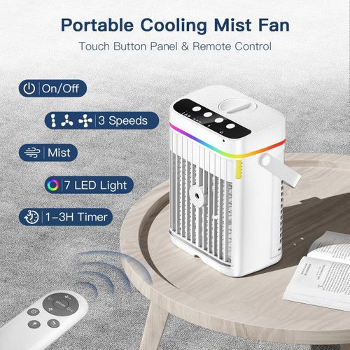 Portable 4-in-1 Air Conditioner with Water Fan, 3 Speeds and Night Light New