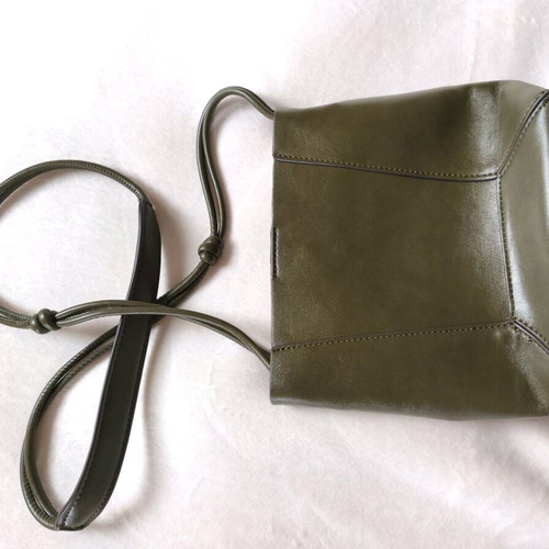Mango Staford leather shoulder bag khaki new
