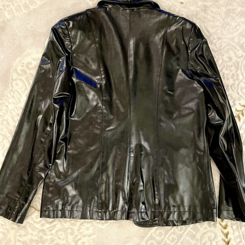 Cibyll jeans jacket black shiny faux leather size Medium