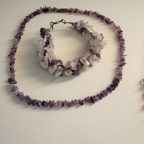 Handmade jewelry set with amethyst, 3 pieces used