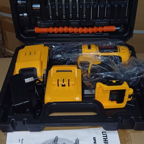 Heavy-duty cordless rechargeable drill new with 15 drill bits and 9 sleeves