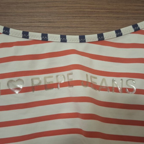 Pepe Jeans girls' one-piece swimsuit like new, colorful stripes