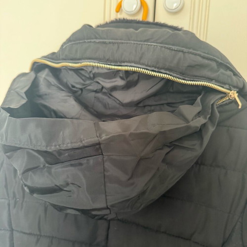 Black quilted jacket S/M like new with gold details