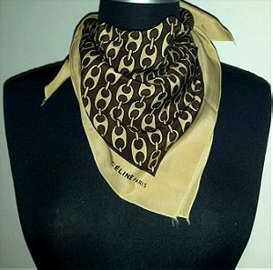 CELINE PARIS vintage silk scarf 100% Authentic