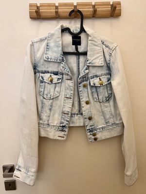 Jeans μπουφάν cropped σαν καινούργιο, τιρκουάζ και μπλε