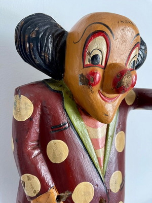 Vintage wooden clown handmade used from 1960s
