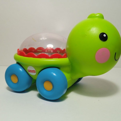 Fisher Price turtle on wheels baby toy used, plastic, approx. 14cm