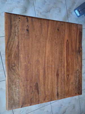 Coffee table 60 x 60 cm solid wood rustic ethnic style with metal details