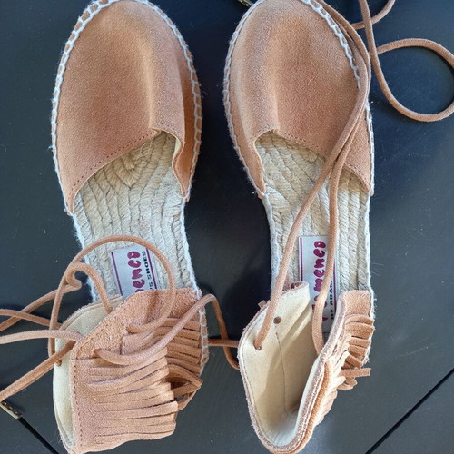 Flamenco leather lace-up espadrilles like new, size 36, beige-brown