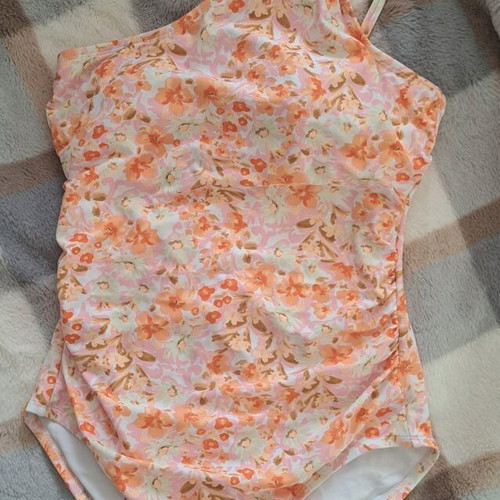 Kona Sol One-Shoulder Swimsuit Floral Print Size M like new